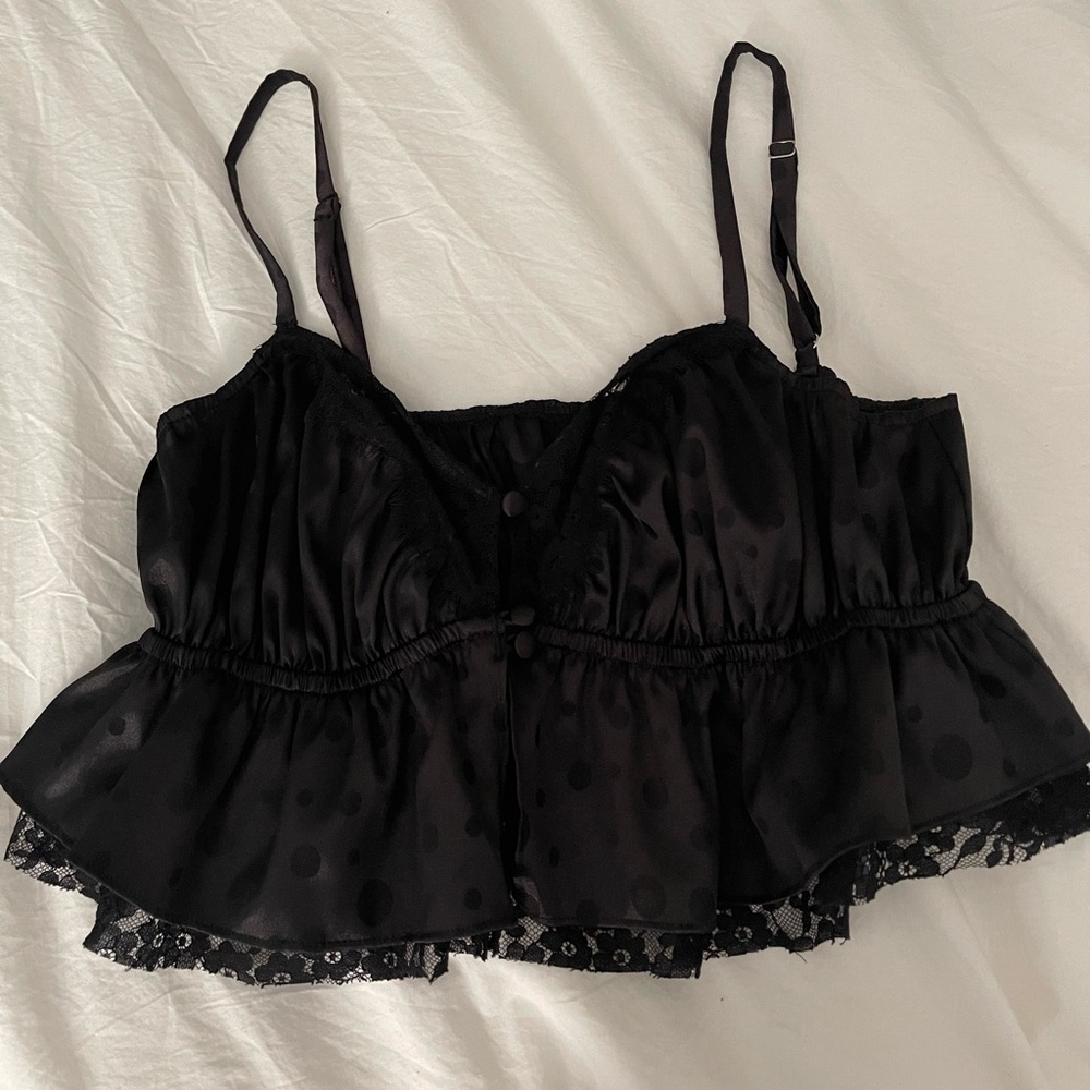 For love of lemons black lace tank
